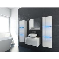 Meublorama - Badezimmermöbelset in Weiß, Kollektion owl. 2 Hochschränke, Waschbeckenunterschrank, Spiegel. Meublorama - Badezimmermöbelset in Weiß, Kollektion owl. 2 Hochschränke, Waschbeckenunterschrank, Spiegel. von MEUBLORAMA