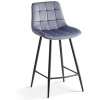 Meublorama - Barhocker jute – Dunkelgrauer Samt – Metallbeine – Höhe 95 cm – Zeitgenössischer Stil von MEUBLORAMA