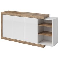 Meublorama - Buffet sinatra – 180 cm aus Eichenholz und glänzendem Weiß von MEUBLORAMA