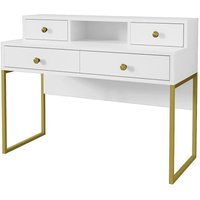 Meublorama - Design-Schreibtischkonsole aus der Kollektion douglas mit vier Schubladen und einem Fach, Farbe Weiß, 120 x 95 x 50 cm von MEUBLORAMA