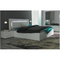 Designerbett 160 x 200 mit led + 2 Nachttische panarea in Weiß. von MEUBLORAMA