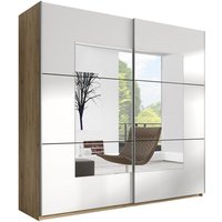 Meublorama - Designerschrank mit 2 Türen, 200 cm, in hellem Eichen- und Weißton. Kollektion eos von MEUBLORAMA