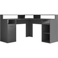 Meublorama - Eckschreibtisch office in Grau mit Aufbewahrungsbox, 3 Fächern und Bildschirmhalterung Meublorama - Eckschreibtisch office in Grau mit Aufbewahrungsbox, 3 Fächern und Bildschirmhalterung von MEUBLORAMA