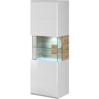 Meublorama - Hängende Vitrine + led, Kollektion ohio, in Weiß mit Eichen-Finish. Meublorama - Hängende Vitrine + led, Kollektion ohio, in Weiß mit Eichen-Finish. von MEUBLORAMA