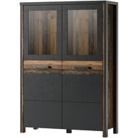 Hoher Buffetschrank Kollektion windsor. Farbe anthrazitgrau und dunkle Eiche. Hoher Buffetschrank Kollektion windsor. Farbe anthrazitgrau und dunkle Eiche. von MEUBLORAMA