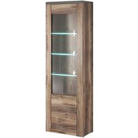 Meublorama - Hoher Design-Schrank mit 1 Tür und LED-Beleuchtung, Kollektion santiago. Farbe Nussbaum und Schwarz in Holzoptik. von MEUBLORAMA
