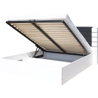 Meublorama - King-Size-Bett 180 cm in Weiß und glänzendem Schwarz mit Bettkasten und Kunstleder-Finish Meublorama - King-Size-Bett 180 cm in Weiß und glänzendem Schwarz mit Bettkasten und Kunstleder-Finish von MEUBLORAMA