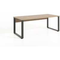 Meublorama - Professioneller Büroschreibtisch 200cm in Goldene Eiche und Schwarz aus der Kollektion depé von MEUBLORAMA