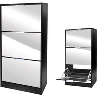 Meublorama - Schuhschrank im Designstil - Farbe Schwarz mit Spiegelfront - 60x24x116 cm - Kollektion reflexio von MEUBLORAMA