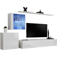 Meublorama - Wand-Salonmöbel-Set switch xv im Design, glänzend weiß lackiert. von MEUBLORAMA