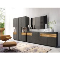 Wohnzimmer-Set Vitrine und Buffet aus der Kollektion kiles. Farbe Anthrazitgrau und Eiche. Wohnzimmer-Set Vitrine und Buffet aus der Kollektion kiles. Farbe Anthrazitgrau und Eiche. von MEUBLORAMA
