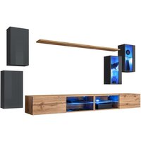 Möbelset für das Wohnzimmer switch xxv – led – Grau und Eiche – Hängendes Design Möbelset für das Wohnzimmer switch xxv – led – Grau und Eiche – Hängendes Design von MEUBLORAMA