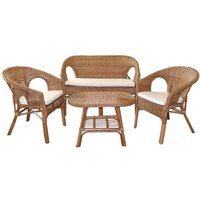 Rattan-Gartenset sienne Kollektion – 2-Sitzer Sofa, 2 Sessel und Tisch – Natürliche Eleganz und Komfort von MEUBLORAMA
