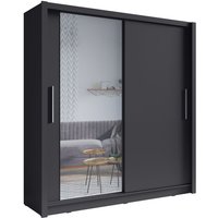 Schiebetürenschrank mit Spiegel 155 cm - graphitgrau - Kollektion OZZULA Schiebetürenschrank mit Spiegel 155 cm - graphitgrau - Kollektion OZZULA von MEUBLORAMA