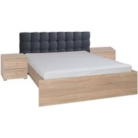Schlafzimmer-Set maxim. Doppelbett für Erwachsene 160x200 cm + Schublade + Lattenrost + zwei Nachttische Schlafzimmer-Set maxim. Doppelbett für Erwachsene 160x200 cm + Schublade + Lattenrost + zwei Nachttische von MEUBLORAMA