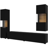 Set aus 3 Möbelstücken für das Wohnzimmer, Kollektion EVA. Farbe Schwarz und Eiche. von MEUBLORAMA