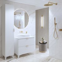 Set mit 2 Möbelstücken für das Badezimmer, Kollektion CHIC, in Weiß und Gold. Waschtischunterschrank 80 cm. von MEUBLORAMA