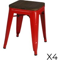 Set von 4 Barhockern im Industriestil aus Metall, Farbe Rot – Kollektion FACTORY. Set von 4 Barhockern im Industriestil aus Metall, Farbe Rot – Kollektion FACTORY. von MEUBLORAMA