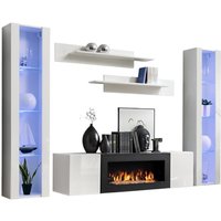 Set von hängenden Möbeln mit dekorativem Kamin aus der Kollektion fly M2. Farbe Weiß. Set von hängenden Möbeln mit dekorativem Kamin aus der Kollektion fly M2. Farbe Weiß. von MEUBLORAMA