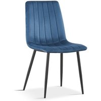 Stuhl bruce Samt Blau, Maße: H86 x B45 x T55 cm, ideal für ein modernes und designorientiertes Esszimmer. von MEUBLORAMA