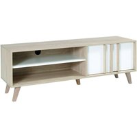 Meublorama - TV-Möbel malmo 150 cm in hellem Eichenholz und Weiß von MEUBLORAMA