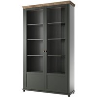Vitrine ASSIA 2 Glastüren dunkelgrün und Holz - 125 cm - 10 Fächer - Zeitlose Eleganz Vitrine ASSIA 2 Glastüren dunkelgrün und Holz - 125 cm - 10 Fächer - Zeitlose Eleganz von MEUBLORAMA