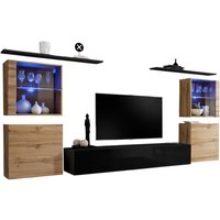 Wohnzimmer-Wandmöbelset switch xiv im Design, glänzend schwarz und Wotan-Eiche. Wohnzimmer-Wandmöbelset switch xiv im Design, glänzend schwarz und Wotan-Eiche. von MEUBLORAMA