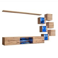 Wohnzimmermöbel Set switch xxi Design – Eiche – Integrierte led – Hängendes TV-Möbel von MEUBLORAMA