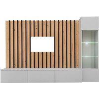 Wohnzimmermöbel Set zum Aufhängen – Kollektion tashya – Dekorative Wandverkleidung – Eiche, Perlgrau und Schwarz Wohnzimmermöbel Set zum Aufhängen – Kollektion tashya – Dekorative Wandverkleidung – Eiche, Perlgrau und Schwarz von MEUBLORAMA