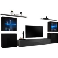 Wohnzimmerwand Möbelset switch xiv Design, in glänzendem Grau und Schwarz. Wohnzimmerwand Möbelset switch xiv Design, in glänzendem Grau und Schwarz. von MEUBLORAMA