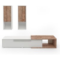 Zusammensetzung von 3 HARLEM Möbelstücken - 2 Hängeschränke und 1 TV-Möbel - Weiß und Eiche Zusammensetzung von 3 HARLEM Möbelstücken - 2 Hängeschränke und 1 TV-Möbel - Weiß und Eiche von MEUBLORAMA