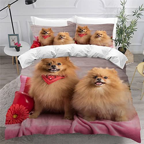 MEVASA Bettwäsche 135x200 Pommerscher Spitzhund Bettwäsche-Set 3 Teilig 3D-Druck Süße Tiere Bettbezug 135x200 mit Reißverschluss Weiche Mikrofaser Kinderbettwäsche mit 2 Kissenbezug MEVASA Bettwäsche 135x200 Pommerscher Spitzhund Bettwäsche-Set 3 Teilig 3D-Druck Süße Tiere Bettbezug 135x200 mit Reißverschluss Weiche Mikrofaser Kinderbettwäsche mit 2 Kissenbezug von MEVASA