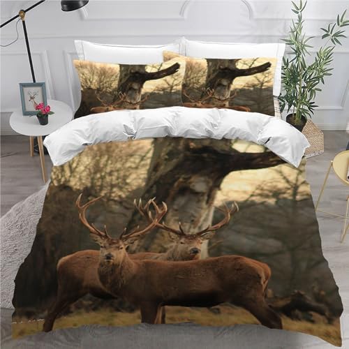 MEVASA Bettwäsche 135x200 REH Bettwäsche-Set 3 Teilig 3D-Druck Tiere Wald Bettbezug 135x200 mit Reißverschluss Weiche Mikrofaser Kinderbettwäsche mit 2 Kissenbezug MEVASA Bettwäsche 135x200 REH Bettwäsche-Set 3 Teilig 3D-Druck Tiere Wald Bettbezug 135x200 mit Reißverschluss Weiche Mikrofaser Kinderbettwäsche mit 2 Kissenbezug von MEVASA