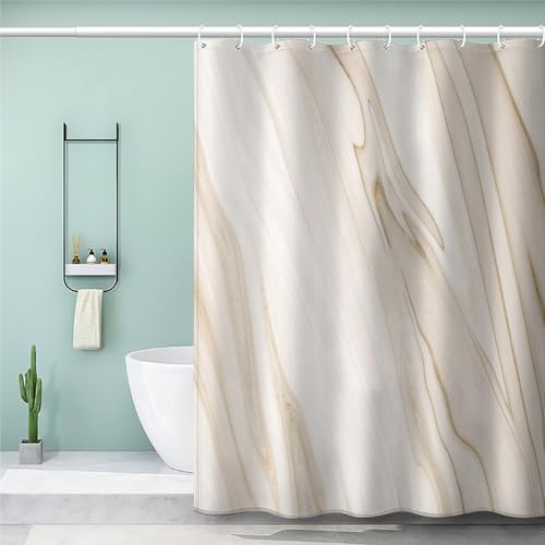 MEVASA Duschvorhang 180x200 Marmor Duschvorhang mit 12 Ring 3D Motiv Wasserdicht Duschvorhang Textil Moderne Kunst Badezimmer Vorhänge Hohe Qualität von MEVASA