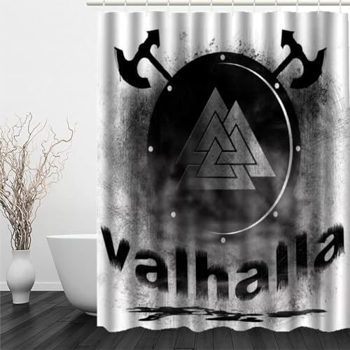 MEVASA Duschvorhang 180x200 Wikinger Duschvorhang mit 12 Ring 3D Motiv Wasserdicht Duschvorhang Textil Retro-Wikinger Badezimmer Vorhänge Hohe Qualität MEVASA Duschvorhang 180x200 Wikinger Duschvorhang mit 12 Ring 3D Motiv Wasserdicht Duschvorhang Textil Retro-Wikinger Badezimmer Vorhänge Hohe Qualität von MEVASA