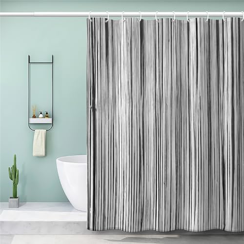 MEVASA Duschvorhang 240x200 Anti Schimmel Lang Duschvorhang Geometrisch Schwarze Weiße Streifen Duschvorhang Set mit 12 Ringe Extra Breit Duschvorhang Wasserdicht Waschbar MEVASA Duschvorhang 240x200 Anti Schimmel Lang Duschvorhang Geometrisch Schwarze Weiße Streifen Duschvorhang Set mit 12 Ringe Extra Breit Duschvorhang Wasserdicht Waschbar von MEVASA