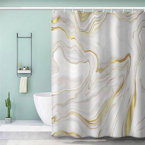 MEVASA Duschvorhang 240x200 Anti Schimmel Lang Duschvorhang Marmor Moderne Kunst Duschvorhang Set mit 12 Ringe Extra Breit Duschvorhang Wasserdicht Waschbar von MEVASA