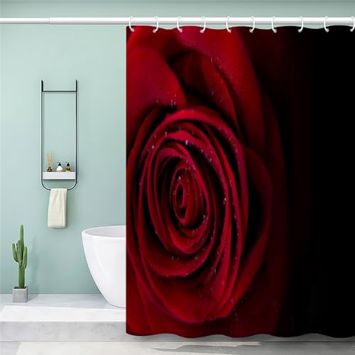 MEVASA Duschvorhang 240x200 Anti Schimmel Lang Duschvorhang Rosen Liebesthema Duschvorhang Set mit 12 Ringe Extra Breit Duschvorhang Wasserdicht Waschbar von MEVASA