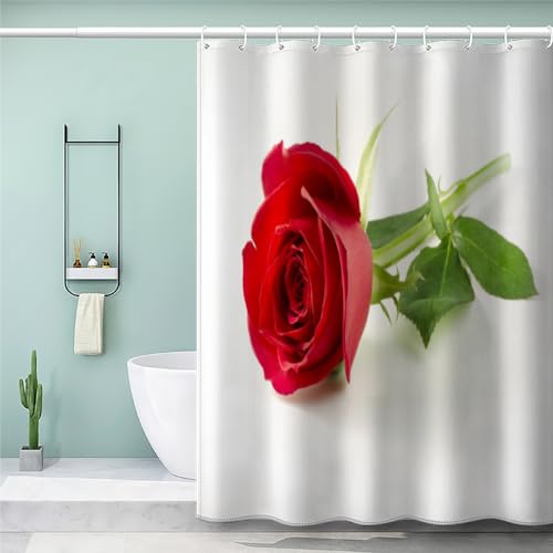 MEVASA Duschvorhang 240x200 Anti Schimmel Lang Duschvorhang Rosen Romantische Blumen Duschvorhang Set mit 12 Ringe Extra Breit Duschvorhang Wasserdicht Waschbar von MEVASA