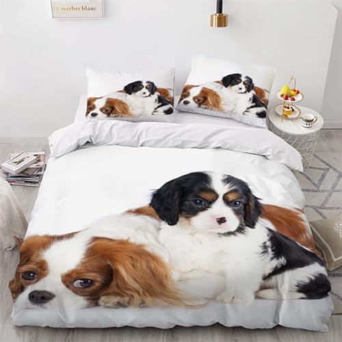 MEVASA Kinder-Bettwäsche-Set für Einzelbett, Cavalier King Charles Spaniel, für Kinder, Mädchen, Teenager, Jungen, Einzelbett, niedlicher Hund, flauschig, Mikrofaser, hypoallergen, Einzelbettbezug, MEVASA Kinder-Bettwäsche-Set für Einzelbett, Cavalier King Charles Spaniel, für Kinder, Mädchen, Teenager, Jungen, Einzelbett, niedlicher Hund, flauschig, Mikrofaser, hypoallergen, Einzelbettbezug, von MEVASA