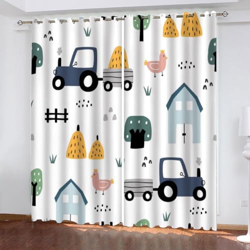 MEVASA Vorhänge Blickdicht Cartoon-Auto 3D Verdunklungsvorhänge 2er Set mit Ösen Gardinen Auto Vorhang Microfaser Schlafzimmer Kinderzimmer 140 x 160 BxH von MEVASA