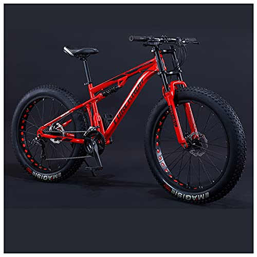 MEVZHH 24 Zoll Mountainbikes, Erwachsene Jungen Mädchen Fett Reifen Mountain Trail, Dual-Federufahrrad, High-Carbon-Stahl-Rahmen,Rutsch Off-Road-Fahrräder, Rot, 24 Geschwindigkeit/Rot/21 Geschwindigke MEVZHH 24 Zoll Mountainbikes, Erwachsene Jungen Mädchen Fett Reifen Mountain Trail, Dual-Federufahrrad, High-Carbon-Stahl-Rahmen,Rutsch Off-Road-Fahrräder, Rot, 24 Geschwindigkeit/Rot/21 Geschwindigke von MEVZHH