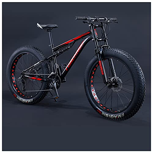 MEVZHH 24 Zoll Mountainbikes, Erwachsene Jungen Mädchen Fett Reifen Mountain Trail, Dual-Federufahrrad, High-Carbon-Stahl-Rahmen,Rutsch Off-Road-Fahrräder, Rot, 24 Geschwindigkeit/Schwarz/7 Geschwindi MEVZHH 24 Zoll Mountainbikes, Erwachsene Jungen Mädchen Fett Reifen Mountain Trail, Dual-Federufahrrad, High-Carbon-Stahl-Rahmen,Rutsch Off-Road-Fahrräder, Rot, 24 Geschwindigkeit/Schwarz/7 Geschwindi von MEVZHH