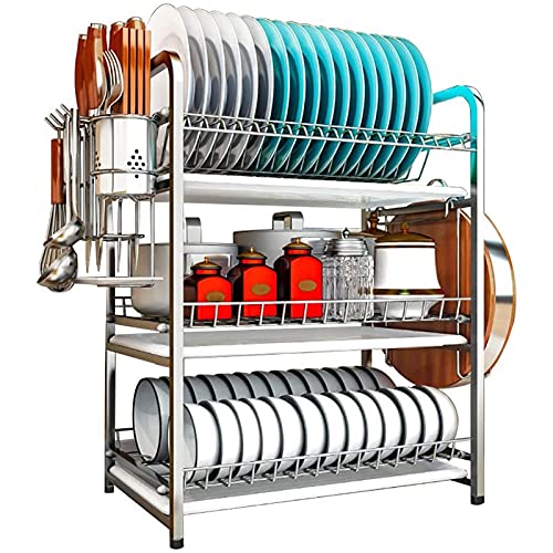 MEVZHH 3 Tier Edelstaüber Spülbecken Geschirr Trocknungsstand Mit Schneidbretthalter & Geschirr Caddy Küche Lagerunizer Regal Mit Tropffach/Edelsta/60 * 44 * 27 cm MEVZHH 3 Tier Edelstaüber Spülbecken Geschirr Trocknungsstand Mit Schneidbretthalter & Geschirr Caddy Küche Lagerunizer Regal Mit Tropffach/Edelsta/60 * 44 * 27 cm von MEVZHH