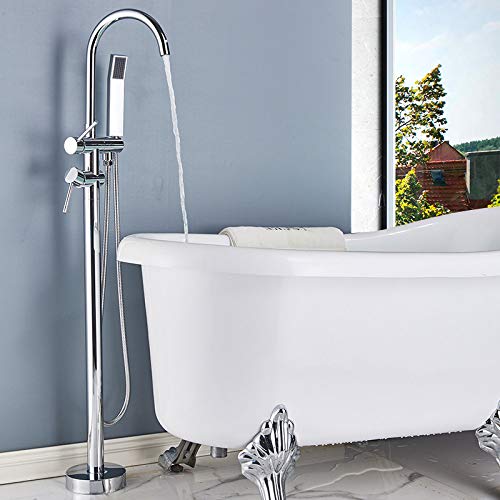 MEVZHH Armaturen, Duschsystem Schwarzer Boden Stehende Badewanne Wasserhahn 7 Farben Freistehendes Badezimmer Dusche Wasserhahn Drehbarer Auslauf Kaltes Heißes Wasser Mischhahn/Chrome B MEVZHH Armaturen, Duschsystem Schwarzer Boden Stehende Badewanne Wasserhahn 7 Farben Freistehendes Badezimmer Dusche Wasserhahn Drehbarer Auslauf Kaltes Heißes Wasser Mischhahn/Chrome B von MEVZHH