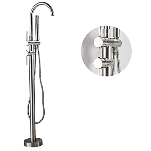 MEVZHH Armaturen, Duschsystem Schwarzer Boden Stehende Badewanne Wasserhahn 7 Farben Freistehendes Badezimmer Dusche Wasserhahn Drehbarer Auslauf Kaltes Heißes Wasser Mischhahn/Gebürstetes Nickel MEVZHH Armaturen, Duschsystem Schwarzer Boden Stehende Badewanne Wasserhahn 7 Farben Freistehendes Badezimmer Dusche Wasserhahn Drehbarer Auslauf Kaltes Heißes Wasser Mischhahn/Gebürstetes Nickel von MEVZHH