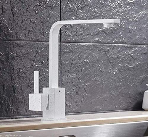 MEVZHH Armaturen, Küchenhahn 360 Grad Drehende Drehbare Chrome/Schwarzes Messideck Küche Waschbecken Armatur Heiße Kalte Mischer Küche Wasserhahnen Mit Aerator Quadrat Stil, Weiß Mitt/Weiß Mit T MEVZHH Armaturen, Küchenhahn 360 Grad Drehende Drehbare Chrome/Schwarzes Messideck Küche Waschbecken Armatur Heiße Kalte Mischer Küche Wasserhahnen Mit Aerator Quadrat Stil, Weiß Mitt/Weiß Mit T von MEVZHH