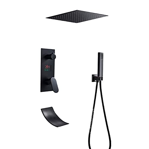 MEVZHH Armaturen, Schwarzes Duschsystem Mit Wannenspruversteckter Duschhahn Mit Handsprühgerätd Quadratischer Regenduschkopf Dusche Combo Set Temperaturanzeige Wanned Dusche/8 Zoll MEVZHH Armaturen, Schwarzes Duschsystem Mit Wannenspruversteckter Duschhahn Mit Handsprühgerätd Quadratischer Regenduschkopf Dusche Combo Set Temperaturanzeige Wanned Dusche/8 Zoll von MEVZHH