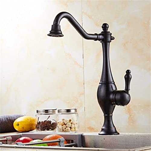 MEVZHH Armaturen,Antike Messiküchenhahn Mischer Kalted Heiße Küche Hahn Single Loch Wasserhahn Mit Luftluftschrank Badezimmer Armaturen 360 Schwenkbar Single Griff Retro Stil,Antike Messing/Schwarz MEVZHH Armaturen,Antike Messiküchenhahn Mischer Kalted Heiße Küche Hahn Single Loch Wasserhahn Mit Luftluftschrank Badezimmer Armaturen 360 Schwenkbar Single Griff Retro Stil,Antike Messing/Schwarz von MEVZHH
