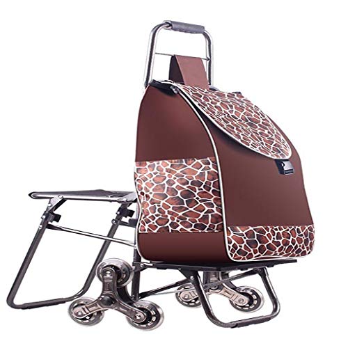 MEVZHH Bewegliche Hand Lkw Einkaufswagen, Trepklettern Klappgepäck Warenkorb Mit Stuhl, Tragbare Lebensmittel Einkaufswagen Kleiner Wagen, Große Kapazität Tasche, Rad Klappwagen/E/C von MEVZHH